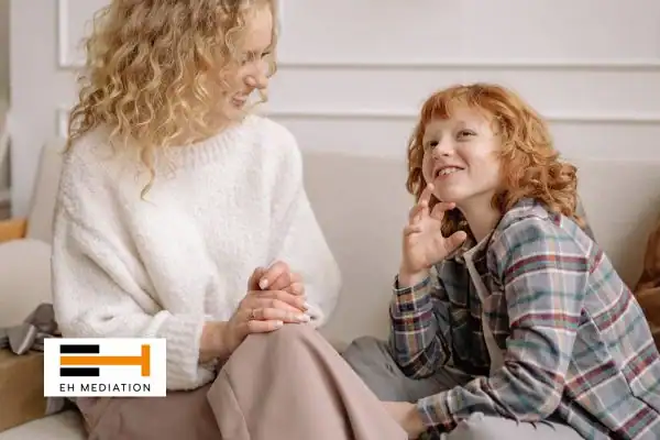 Happy mother and child after sorting child arrangements mediation Barnet